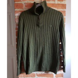 AFS Jeep Pullover 1/4 Zip Green Knit Sweater Embroidered Logo Sz L